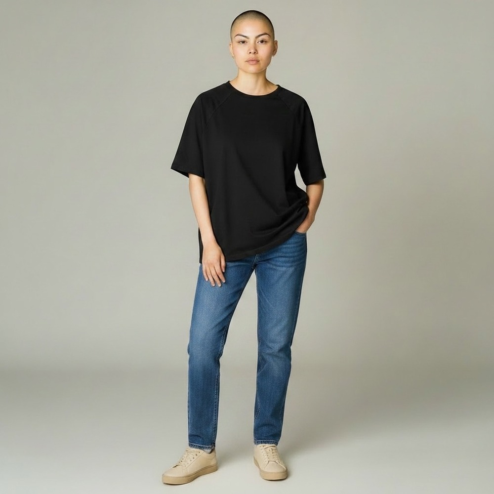 BLQ‎ Basiq Heavyweight Short Sleeve Sweatshirt with Pockets Black Size 0